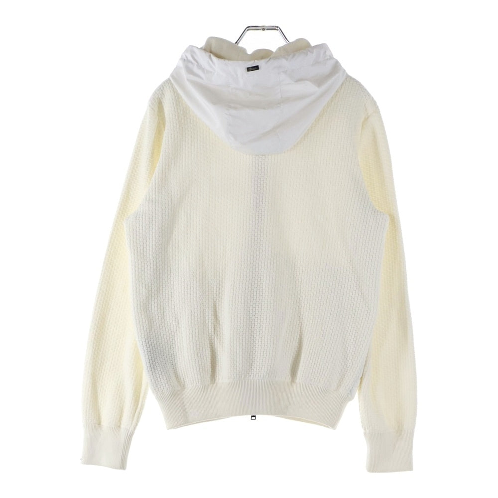 HERNO(ヘルノ) ウォーターレペレントバデッドポリエステル ハニカムコットンニット ハイブリッド ジップアップ フーデッド ジャケット ホワイト MC000141U-72018-1100