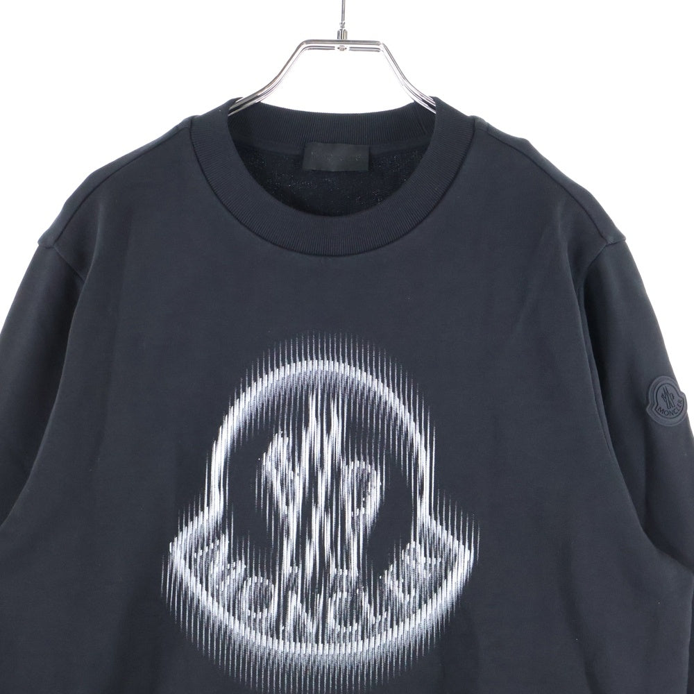 MONCLER(モンクレール) ラバーワッペン ロゴ グラフィックプリント クルーネック プルオーバースウェットトレーナー ブラック K10918G00007 809KR