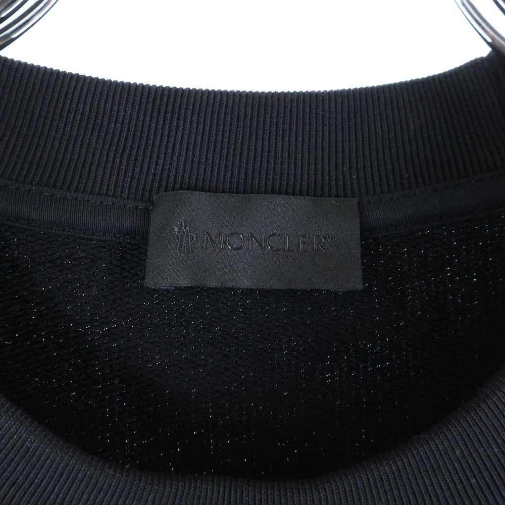 MONCLER(モンクレール) ラバーワッペン ロゴ グラフィックプリント クルーネック プルオーバースウェットトレーナー ブラック K10918G00007 809KR