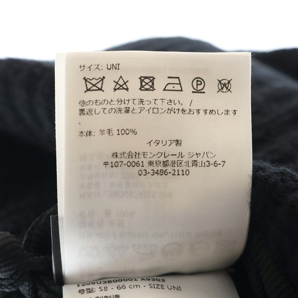 MONCLER(モンクレール) ×FRAGMENT コラボ ワッペンロゴ ウールニットキャップ 帽子 ブラック I209U3B00001 A9303