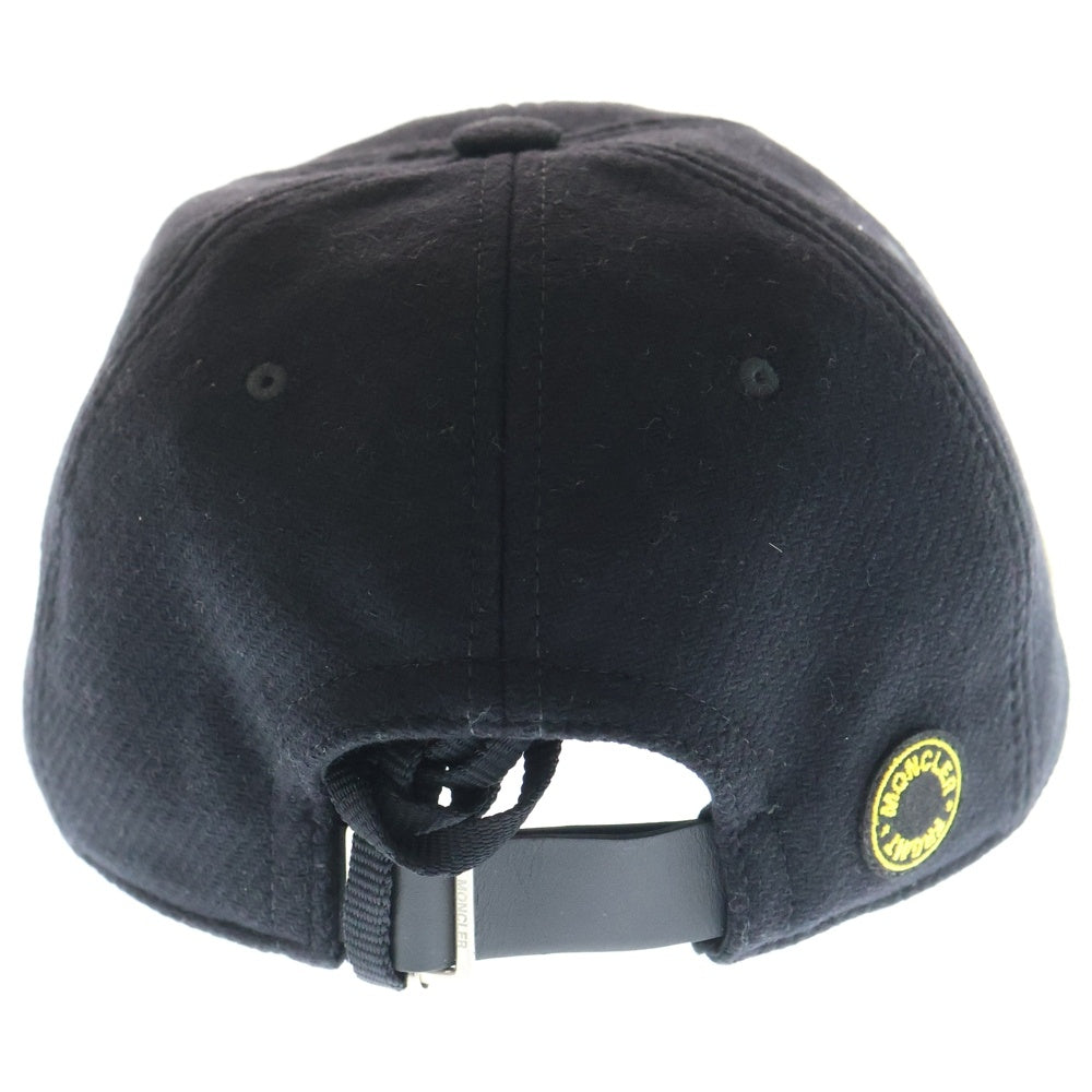 MONCLER(モンクレール) ×FRAGMENT コラボ ワッペンロゴ ナイロン混ウールベースボールキャップ 帽子 ブラック I209U3B00005 596UA