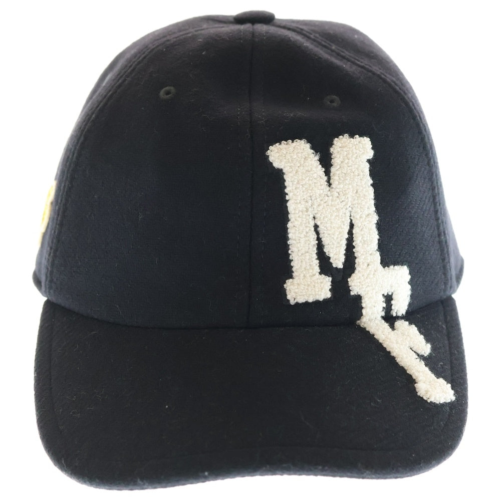 MONCLER(モンクレール) ×FRAGMENT コラボ ワッペンロゴ ナイロン混ウールベースボールキャップ 帽子 ブラック I209U3B00005 596UA