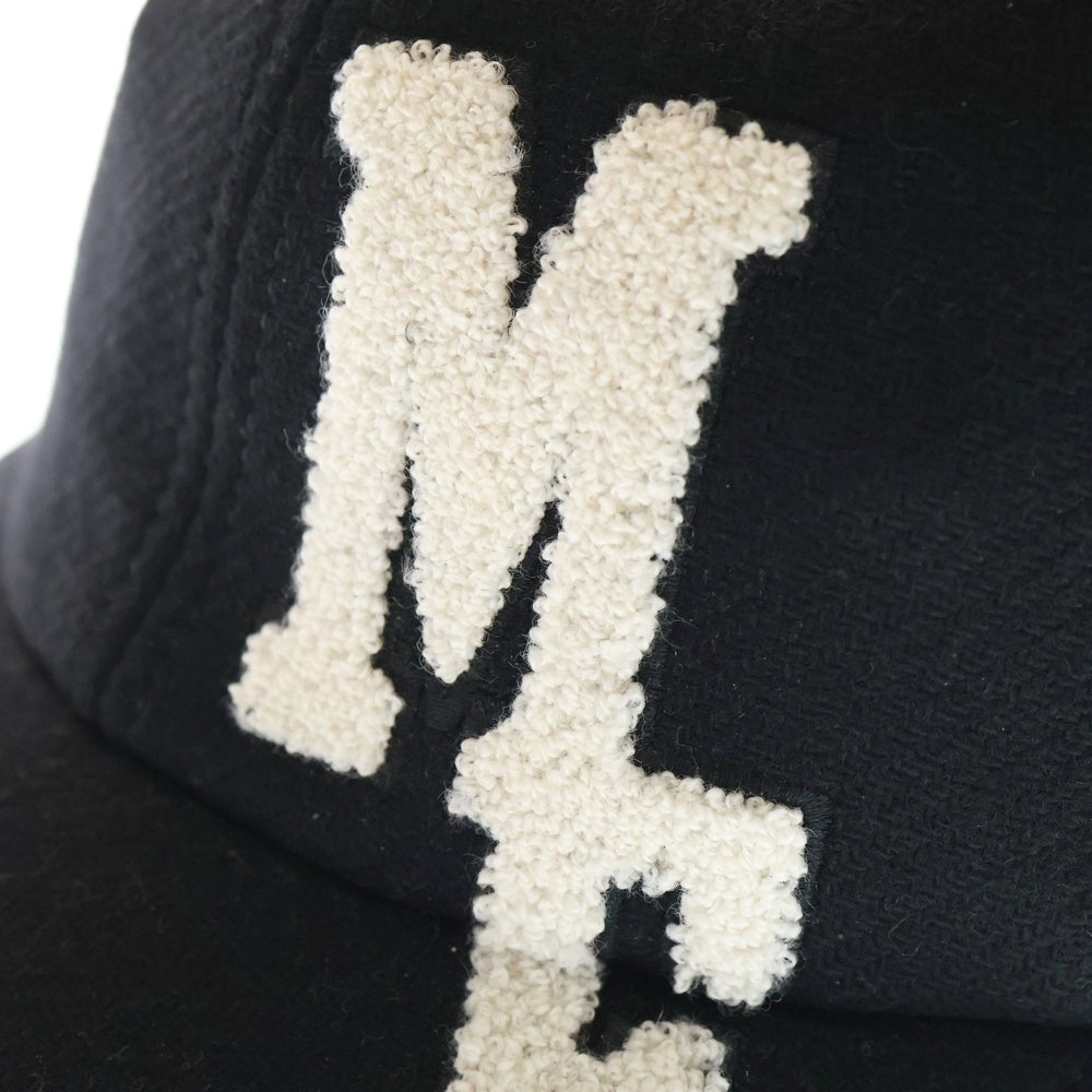 MONCLER(モンクレール) ×FRAGMENT コラボ ワッペンロゴ ナイロン混ウールベースボールキャップ 帽子 ブラック I209U3B00005 596UA