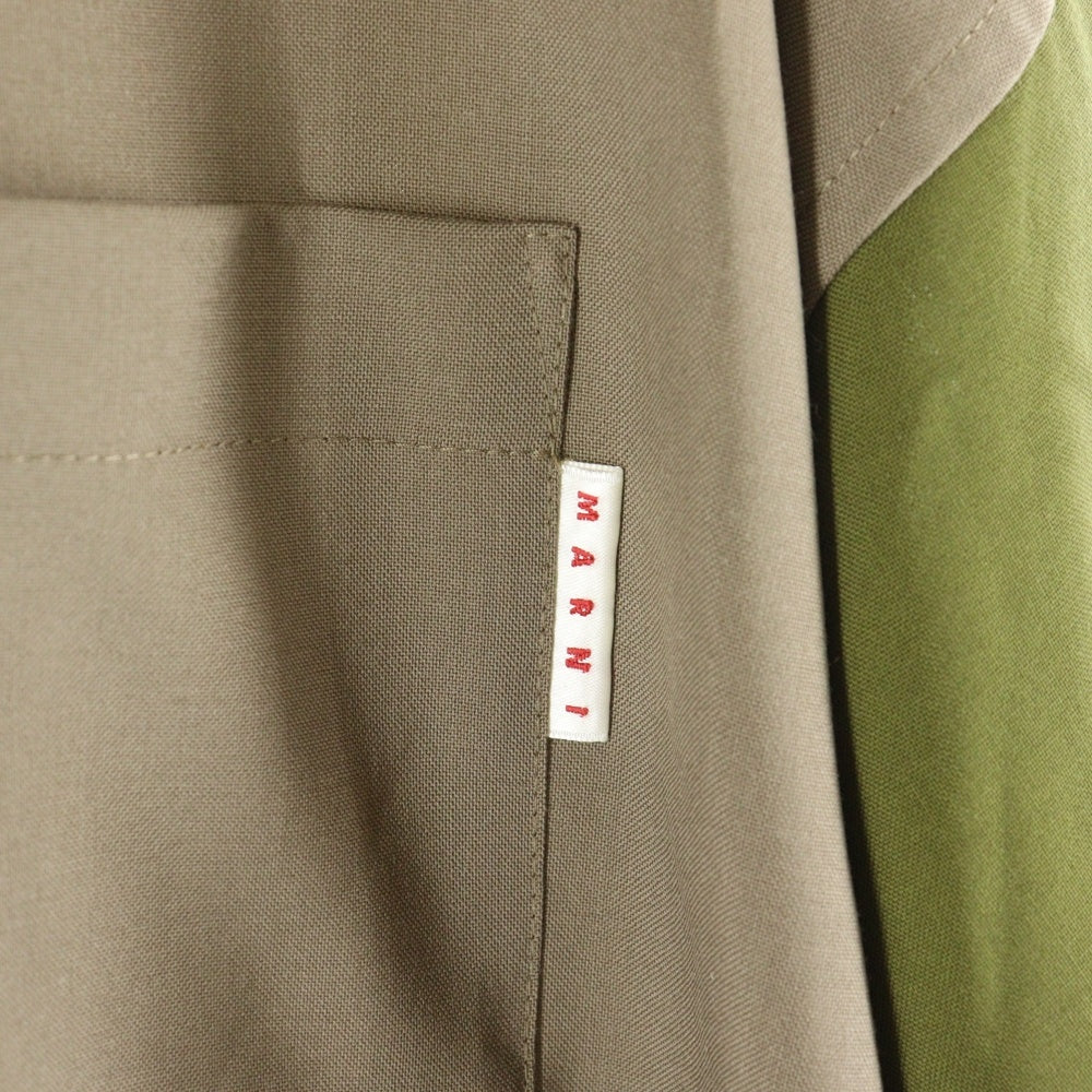 MARNI(マルニ) 22SS トロピカルウール バイカラー 長袖シャツ ベージュ/カーキ CUMU0061QU TW839