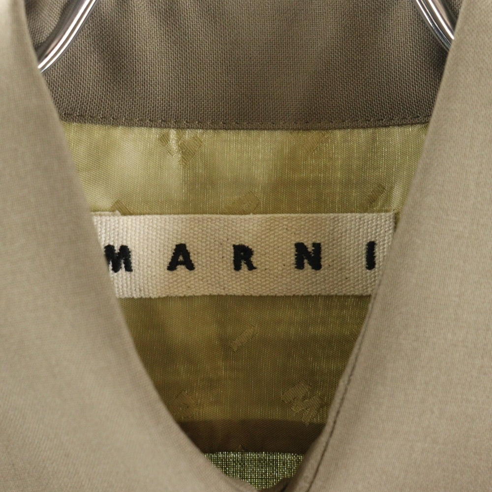 MARNI(マルニ) 22SS トロピカルウール バイカラー 長袖シャツ ベージュ/カーキ CUMU0061QU TW839
