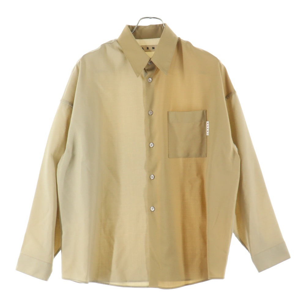 MARNI(マルニ) ロゴポケット 裏地付バイカラーウール長袖シャツ ベージュ CUMU0061QU-TW839