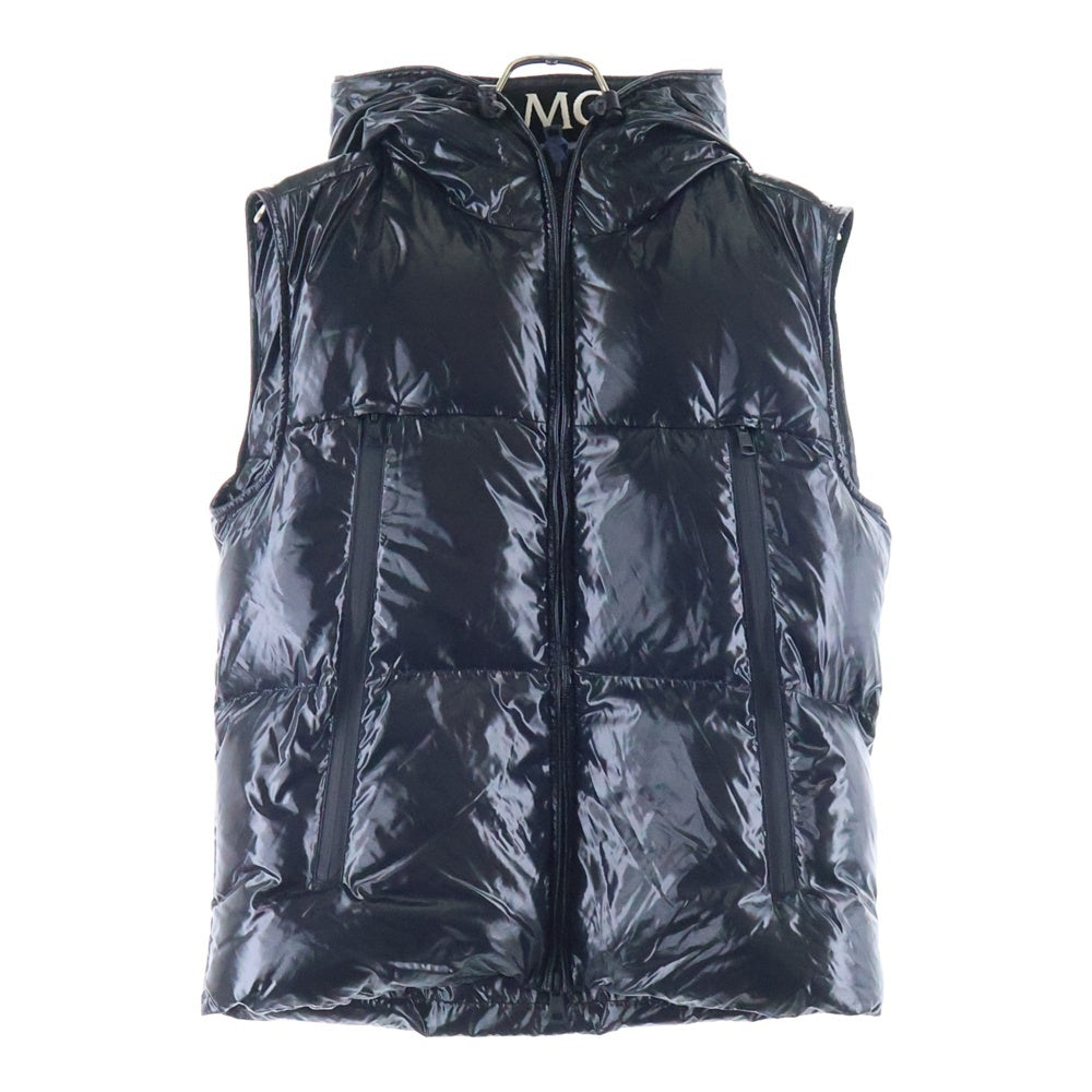 モンクレール AGNEAUX GILET ダウンベスト ブラック ロゴ刺繍　6 MONCLER(モンクレール) 20AW AGNEAUX アニヨ ロゴ刺繍 フーデッド