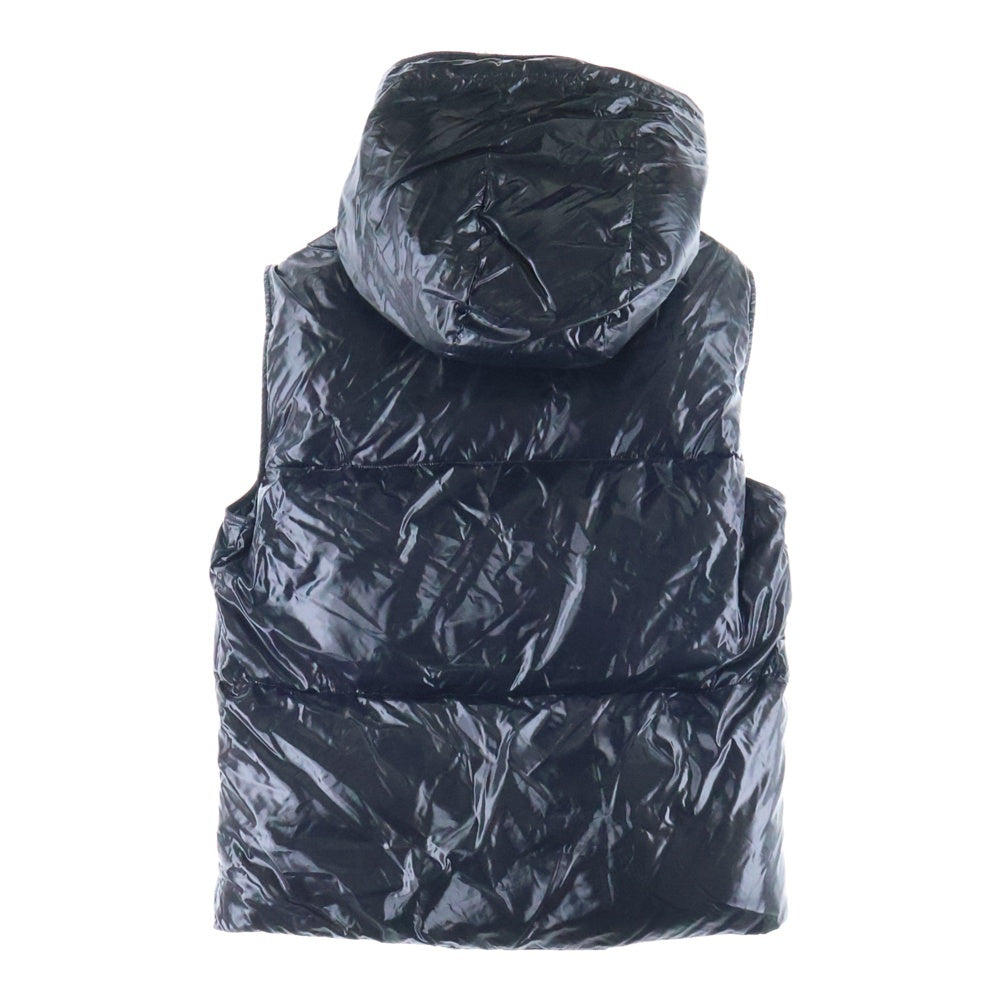 MONCLER(モンクレール) 20AW AGNEAUX アニヨ ロゴ刺繍 フーデッド ジップアップ ダウンベスト ブラック F20911A51C00 68950