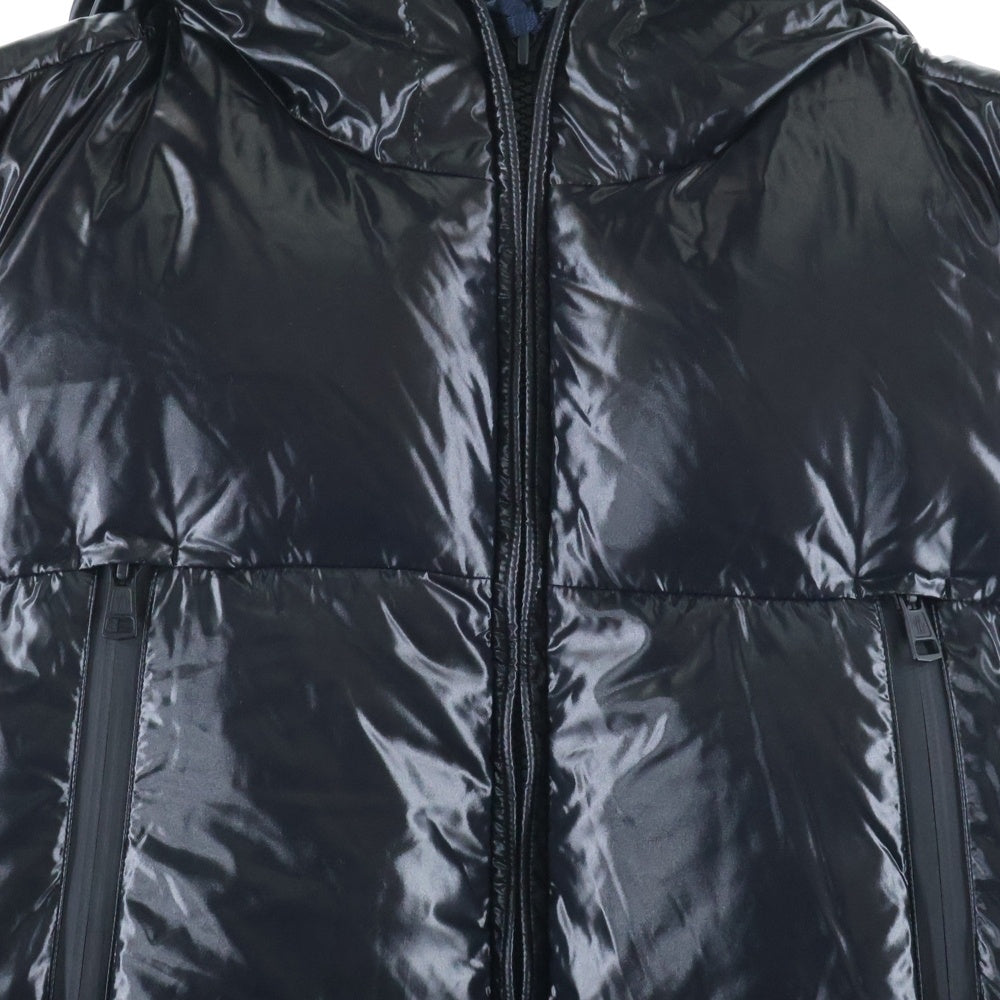 MONCLER(モンクレール) 20AW AGNEAUX アニヨ ロゴ刺繍 フーデッド ジップアップ ダウンベスト ブラック F20911A51C00 68950