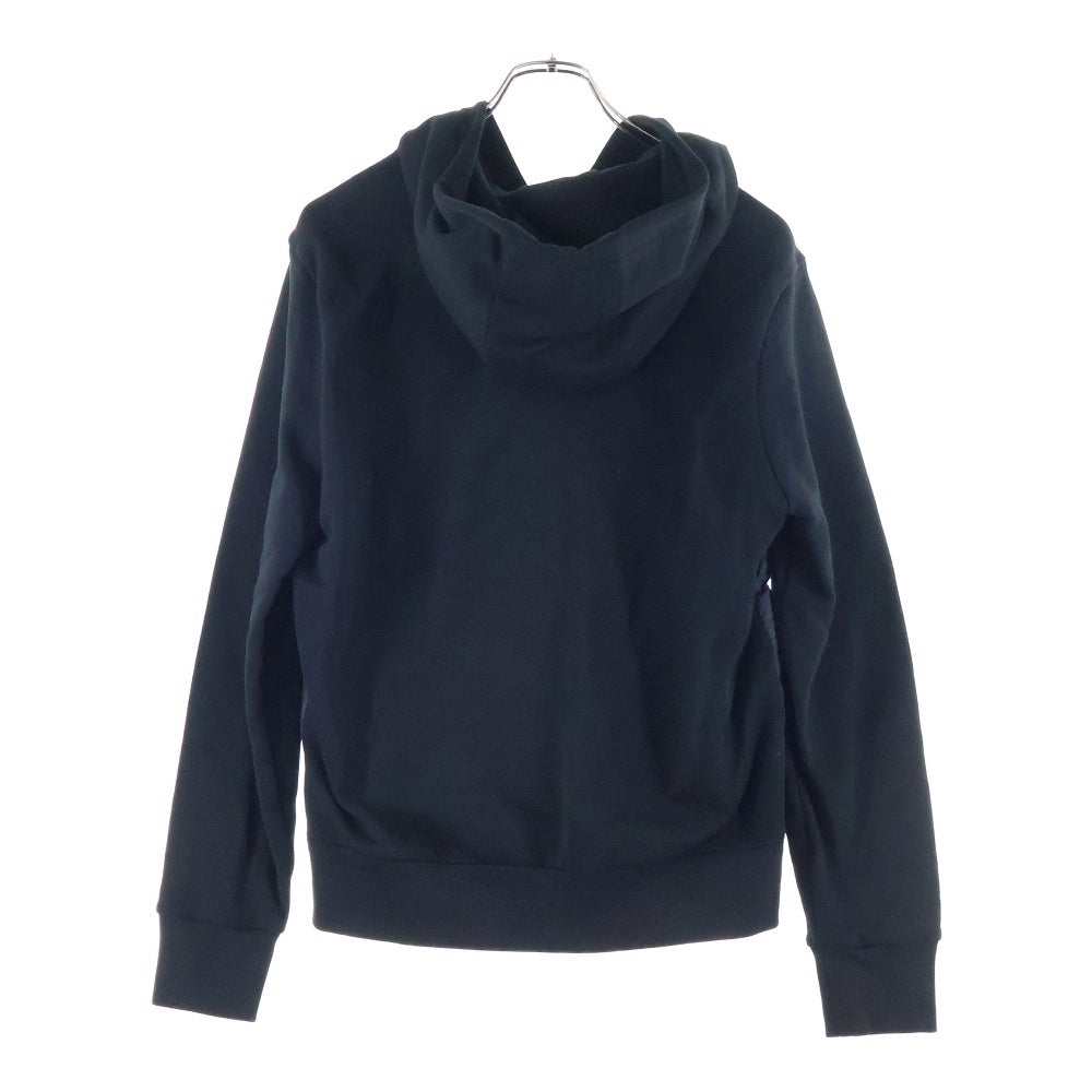 MONCLER(モンクレール) 23AW FELPA APERTA CON CAPPUCCIO レザーワッペンロゴ スウェット切り替え フーデッド ジップアップ ダウンジャケット ブラック I20918G00035 809KZ