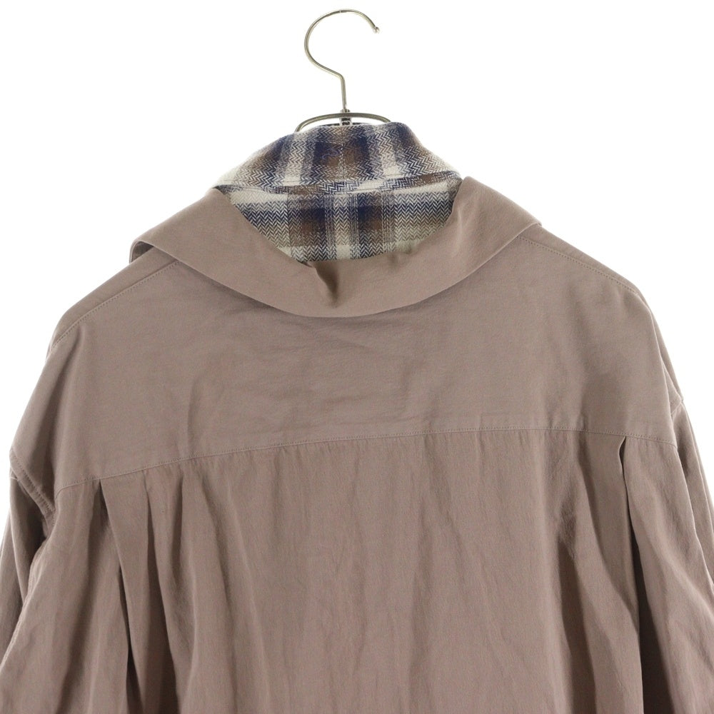 MAISON MIHARAYASUHIRO(メゾンミハラヤスヒロ) 25SS シャツドッキング チェック柄 フランネル ショールカラー ガウン ロング コート ベージュ A10SH077