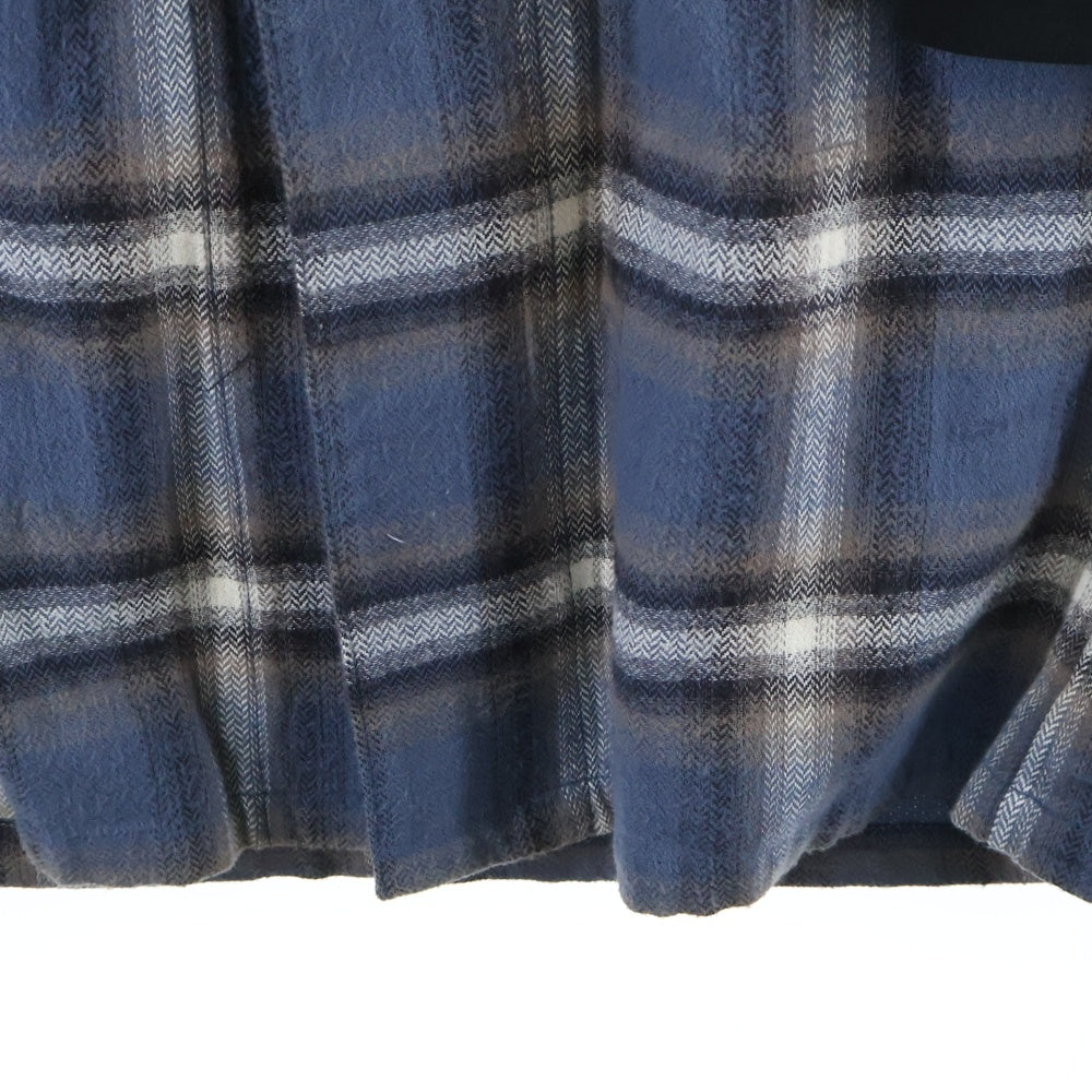 MAISON MIHARAYASUHIRO(メゾンミハラヤスヒロ) 25SS シャツドッキング ショールカラー フランネル チェック柄 ガウン ロング コート ブラック/ブルー A10SH077