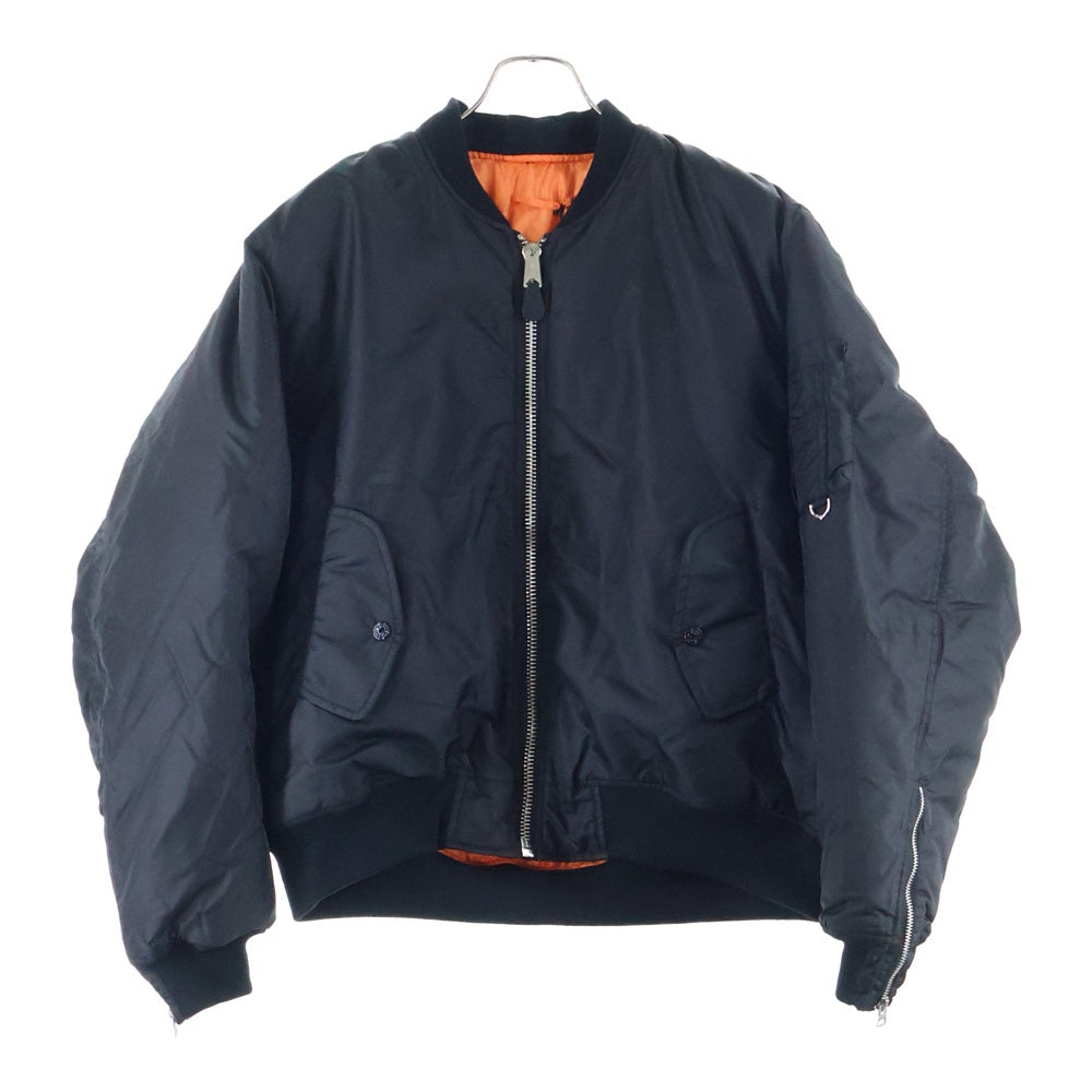 mastermind(マスターマインド) 23SS ×roarguns ロアーガンズ バックスカル 刺繍 ジップアップ フライト ボンバージャケット ブルゾン MA-1 ブラック MW22C09-BL101