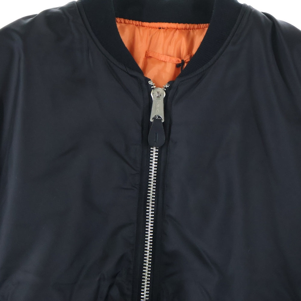 mastermind(マスターマインド) 23SS ×roarguns ロアーガンズ バックスカル 刺繍 ジップアップ フライト ボンバージャケット ブルゾン MA-1 ブラック MW22C09-BL101