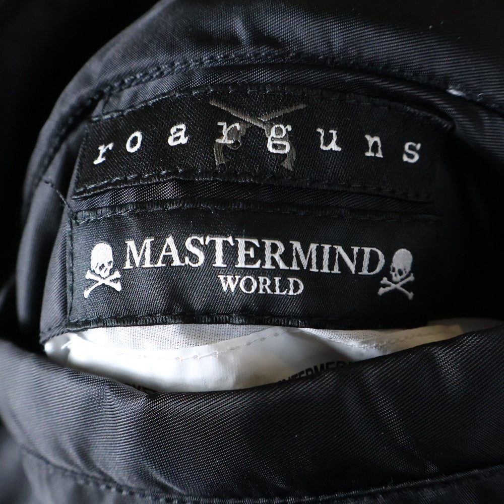 mastermind(マスターマインド) 23SS ×roarguns ロアーガンズ バックスカル 刺繍 ジップアップ フライト ボンバージャケット ブルゾン MA-1 ブラック MW22C09-BL101