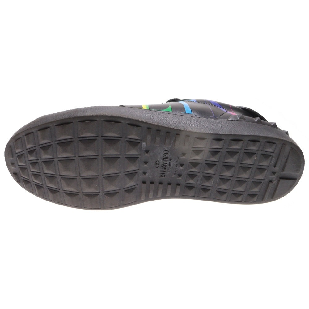 VALENTINO(ヴァレンティノ) ラバー ロックスタッズ レインボーロゴ レザー レースアップ ローカットシューズ スニーカー ブラック TV830Y2