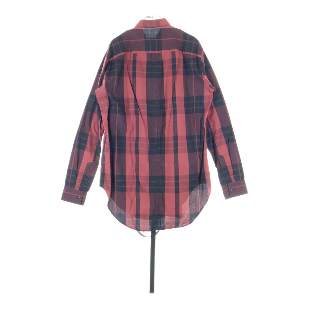 JULIUS(ユリウス) 18SS ANDOM PATTERN HARNESS SHIRT ランダムパターンハーネス付長袖チェックシャツ ブラック/レッド 617SHM1