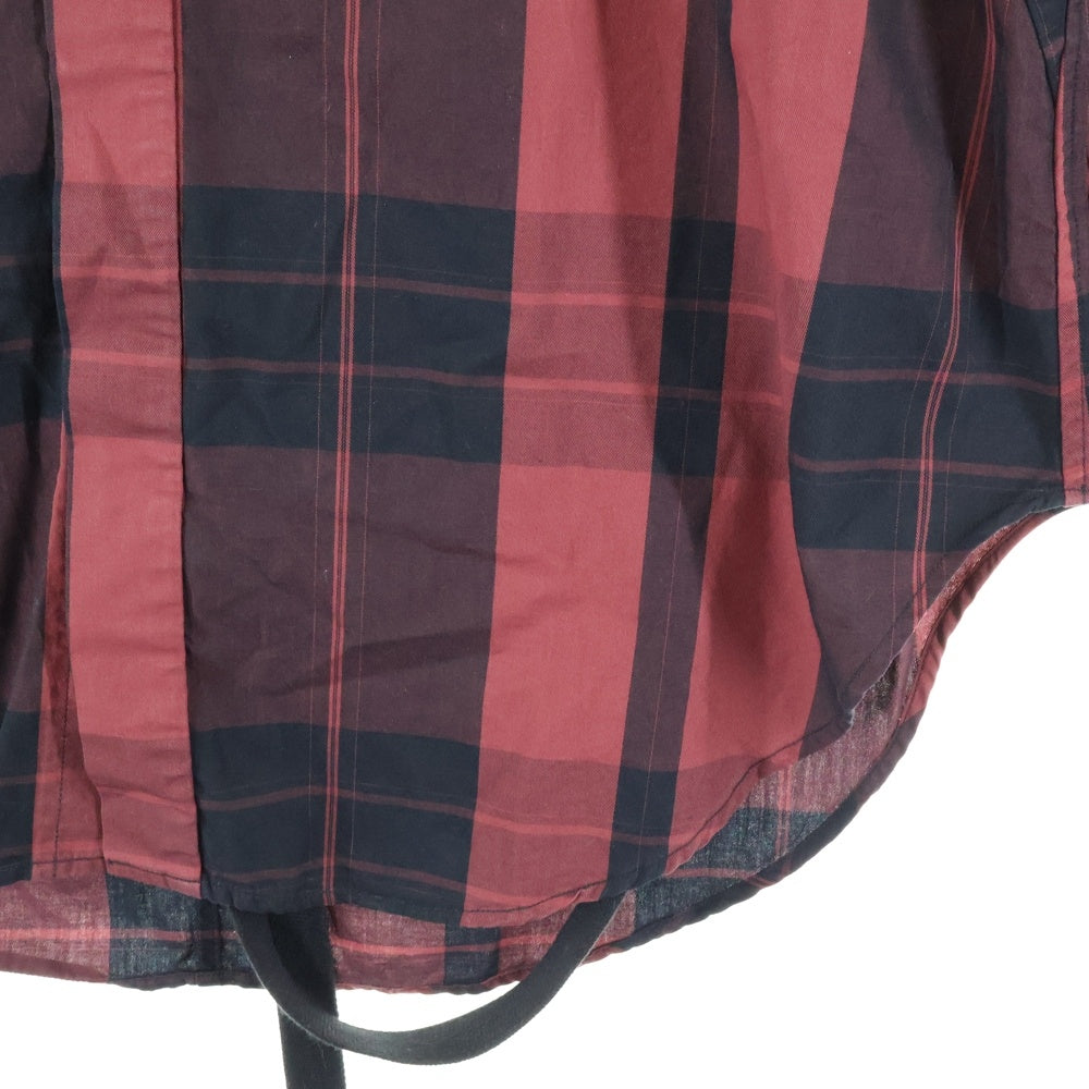 JULIUS(ユリウス) 18SS ANDOM PATTERN HARNESS SHIRT ランダムパターンハーネス付長袖チェックシャツ ブラック/レッド 617SHM1
