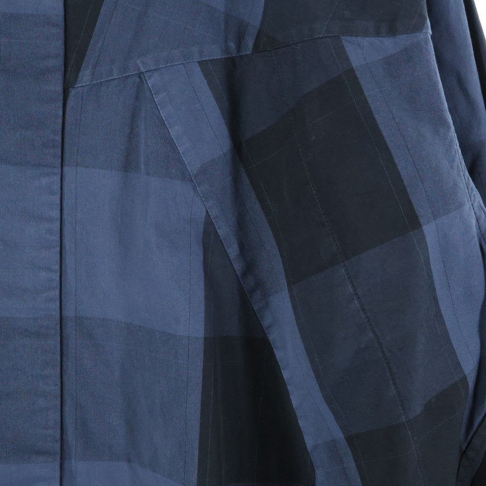 JULIUS(ユリウス) 18SS ANDOM PATTERN HARNESS SHIRT ランダムパターンハーネス付長袖チェックシャツ ブラック/ブルー 617SHM1