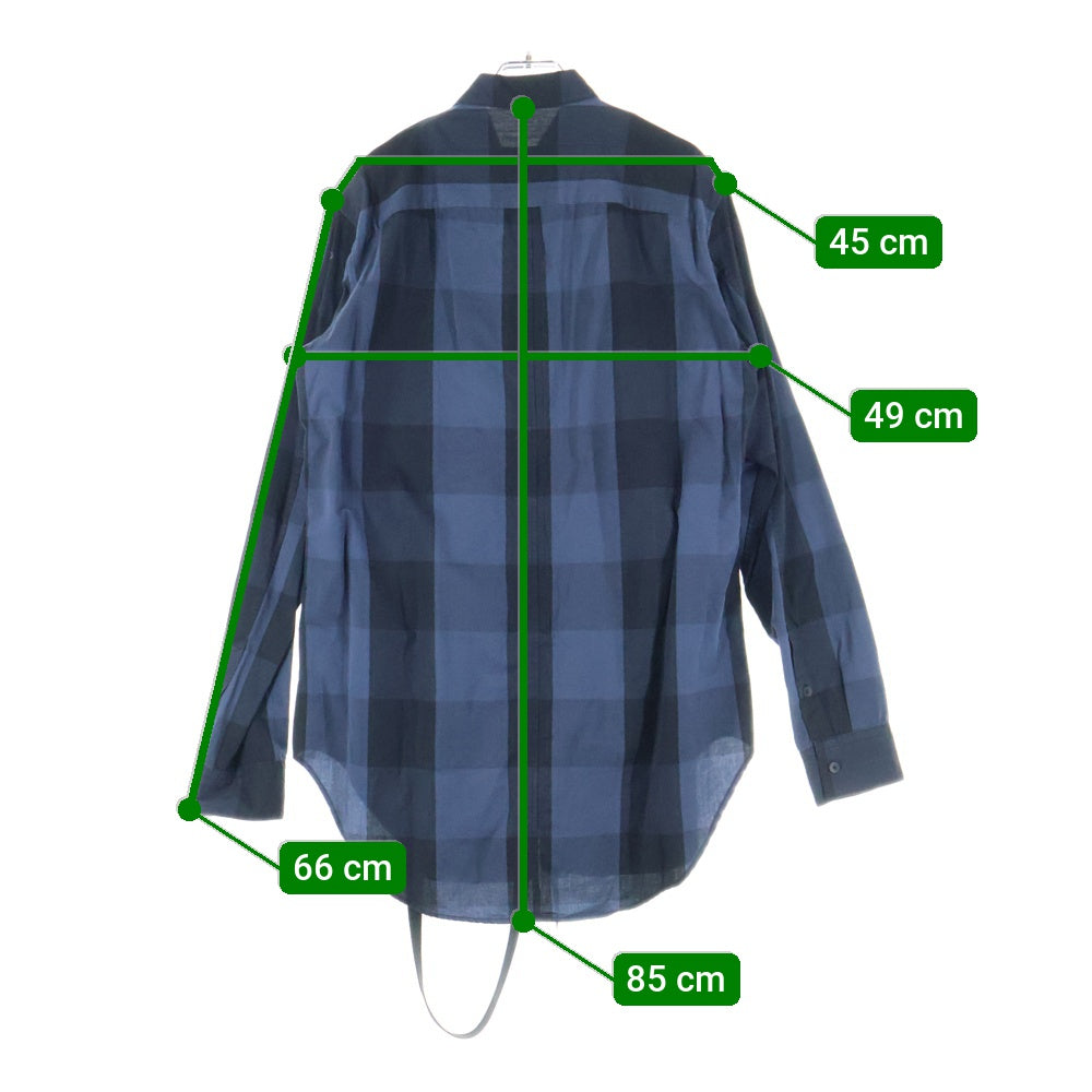 JULIUS(ユリウス) 18SS ANDOM PATTERN HARNESS SHIRT ランダムパターンハーネス付長袖チェックシャツ ブラック/ブルー 617SHM1