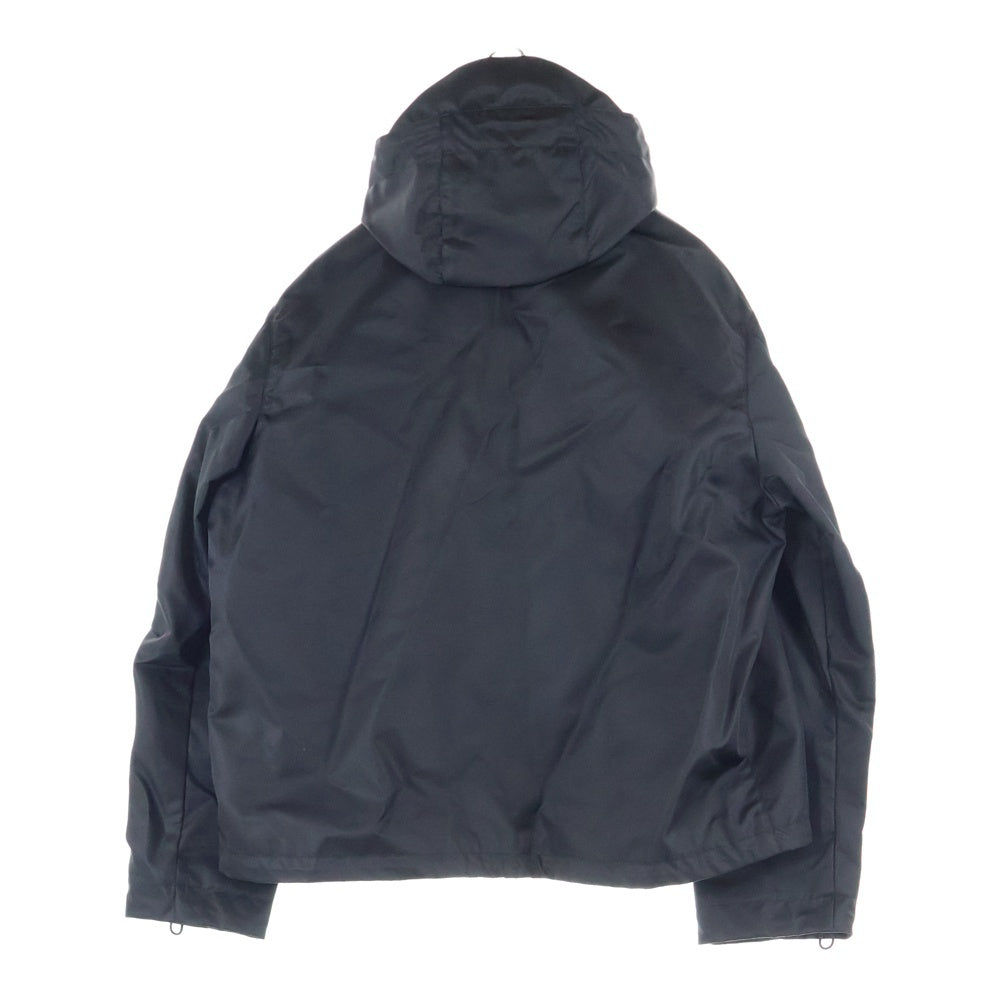 GUCCI(グッチ) 25SS レザー ワッペンロゴ ナイロンツイル レイヤード フーデッド ジップアップ ジャケット ブラック/オレンジ 804964