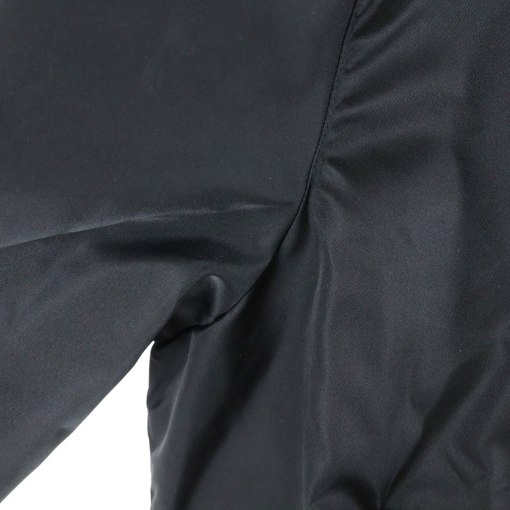 GUCCI(グッチ) 25SS レザー ワッペンロゴ ナイロンツイル レイヤード フーデッド ジップアップ ジャケット ブラック/オレンジ 804964