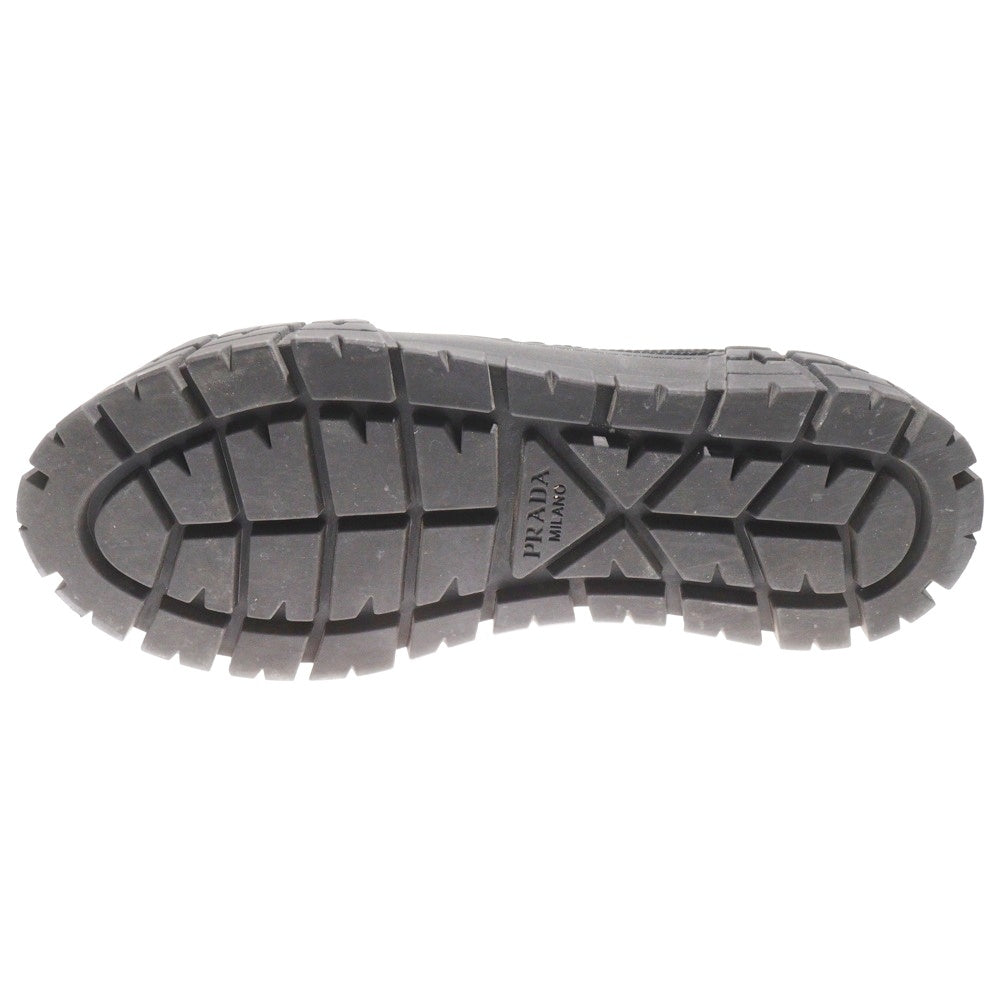 PRADA(プラダ) ダブルホイール スパンコール ラバートライアングルロゴ キャンバス レースアップ 厚底 ローカットシューズ スニーカー ブラック レディース