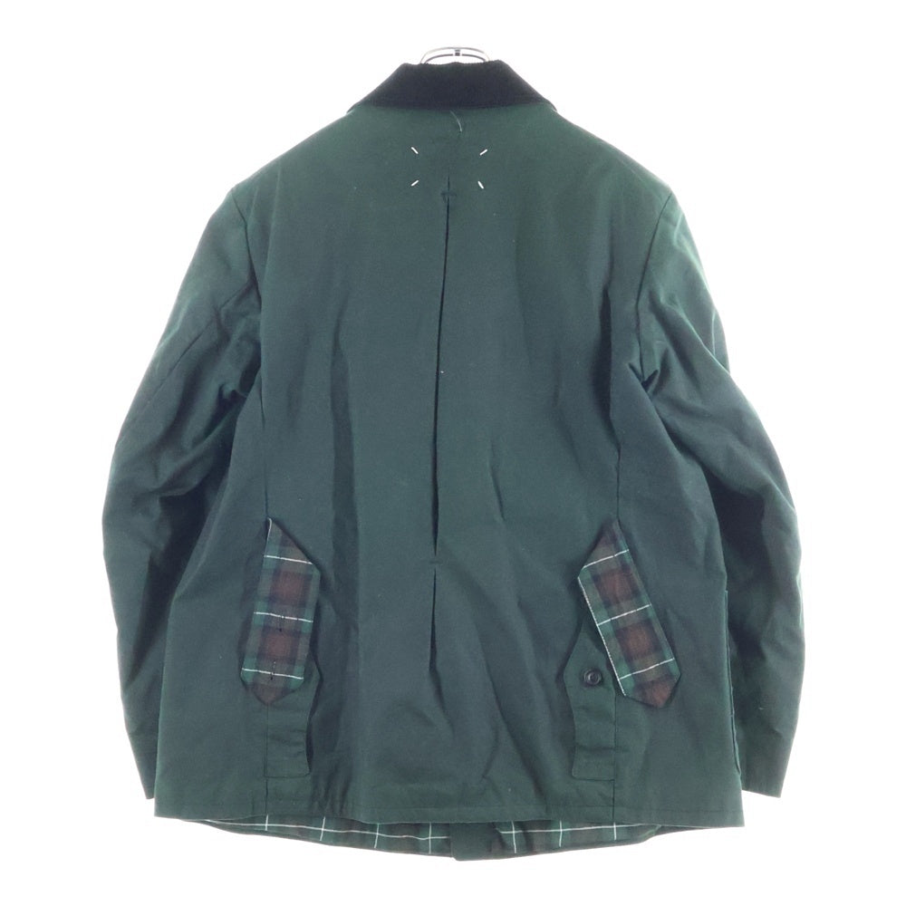 Maison Margiela 14(メゾンマルジェラ) 22AW ワックスドコットン 裏地チェック柄 マルチポケット ハンティングジャケット グリーン SI1AM0001 S47739