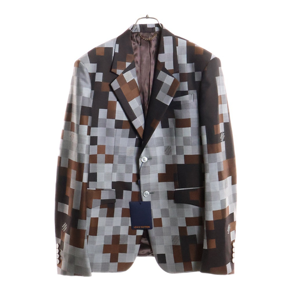 ルイヴィトン テーラードジャケット ベロア生地 ダミエ柄 XL ロゴボタン LOUIS VUITTON(ルイヴィトン) 24AW ダモフラージュ ダミエ ピクセル