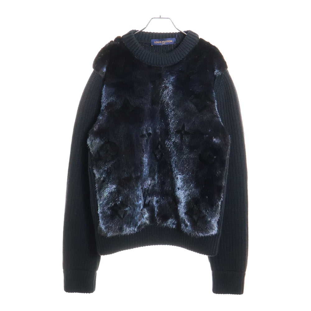 LOUIS VUITTON(ルイヴィトン) モノグラムファー ミンククルーネックウールニットセーター ブラック RM202 YQQ HJN93WYQQ