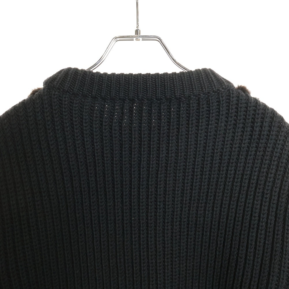 LOUIS VUITTON(ルイヴィトン) モノグラムファー ミンククルーネックウールニットセーター ブラック RM202 YQQ HJN93WYQQ