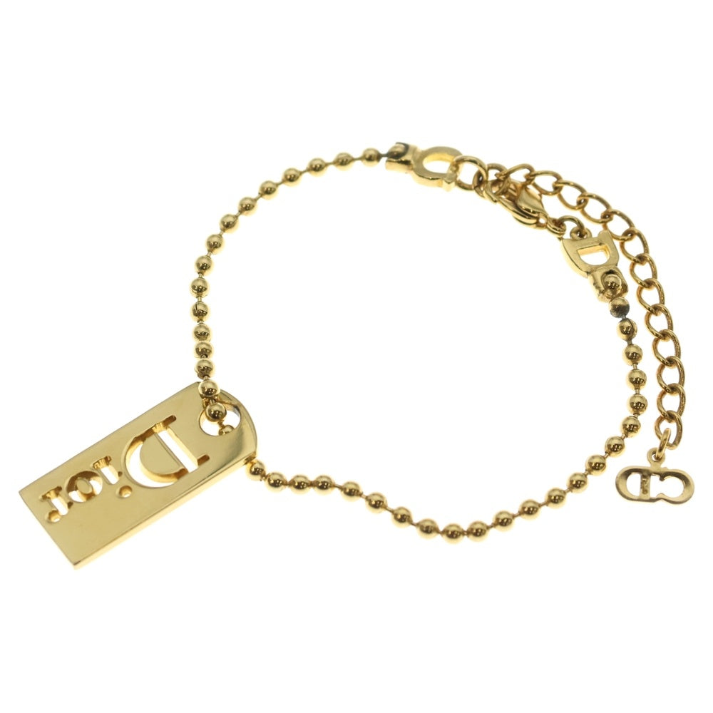 DIOR(ディオール) ロゴ ドックタグ ブレスレット ボールチェーン ゴールド GP