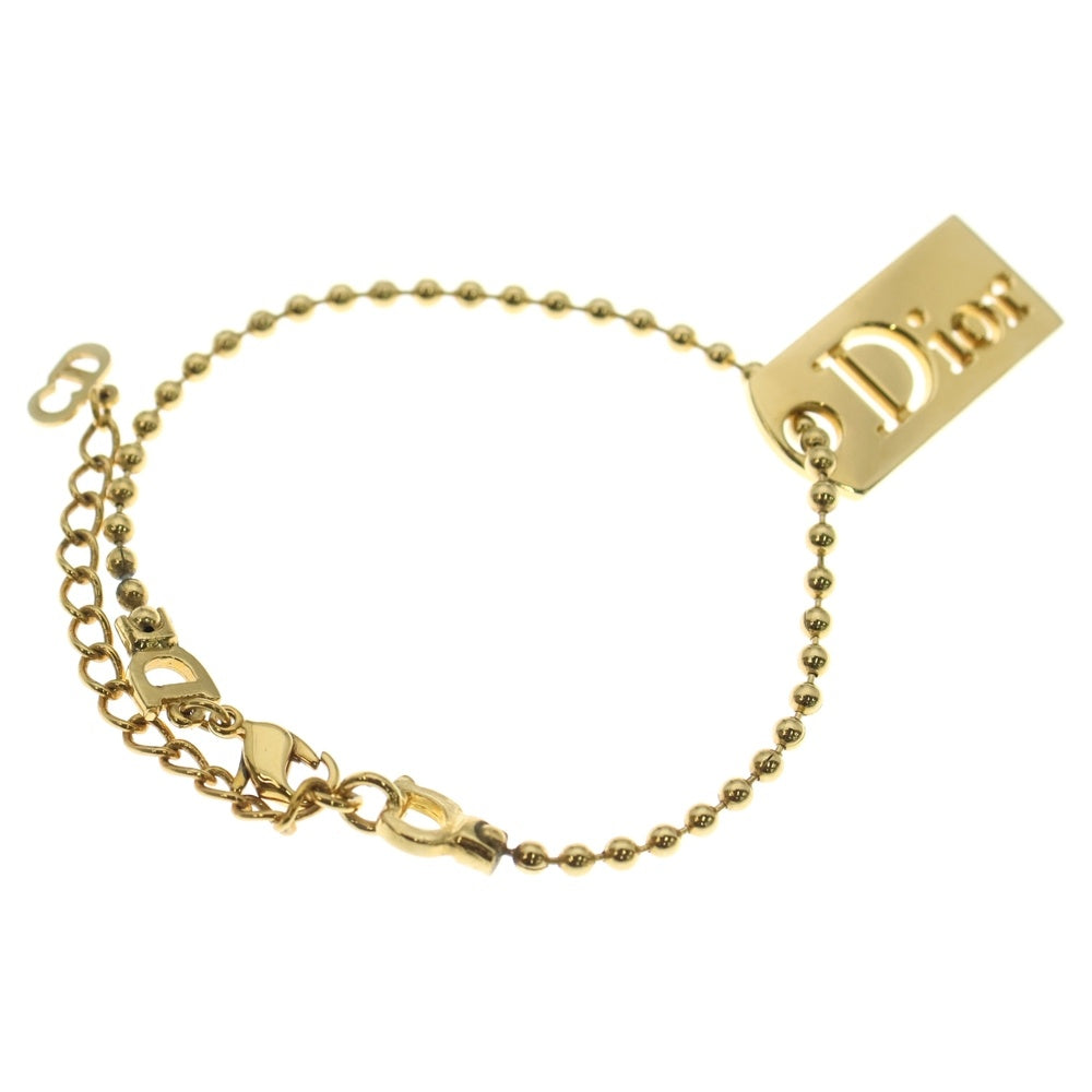 DIOR(ディオール) ロゴ ドックタグ ブレスレット ボールチェーン ゴールド GP