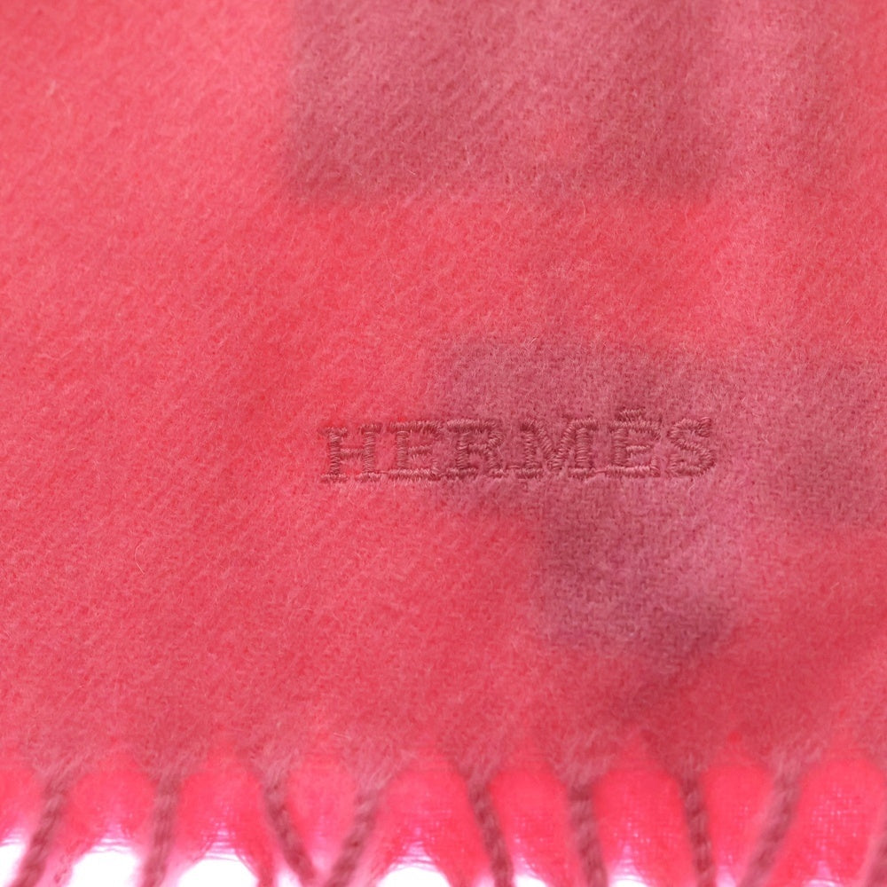 HERMES(エルメス) カシミヤ フリンジ マフラー ストール ピンク レディース