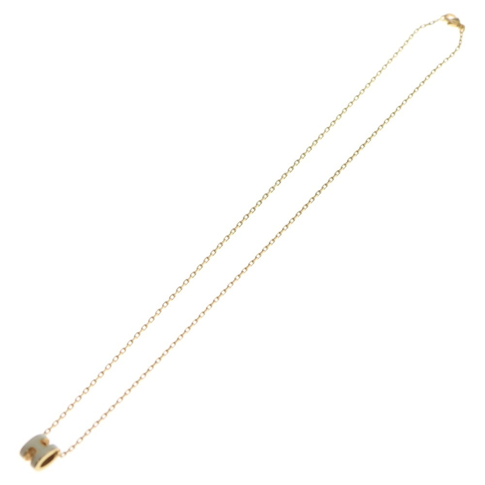 HERMES(エルメス) ポップH ミニ ネックレス ペンダント チェーン マロングラッセ ゴールド×ホワイト GP レディース