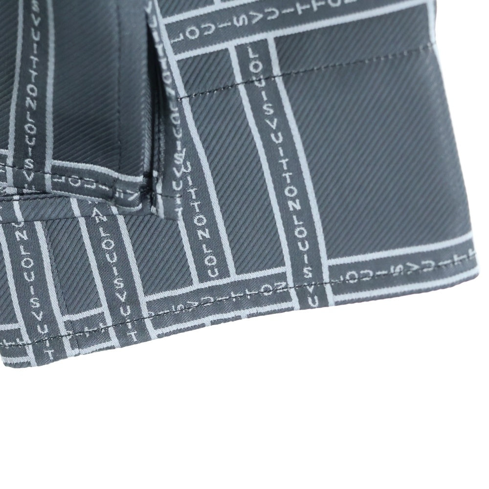 LOUIS VUITTON(ルイヴィトン) 24SS ロゴチェック総柄ジャガード シルク混 ビスコース アセテート 長袖シャツ グレー RM241F 213 HQFS1W