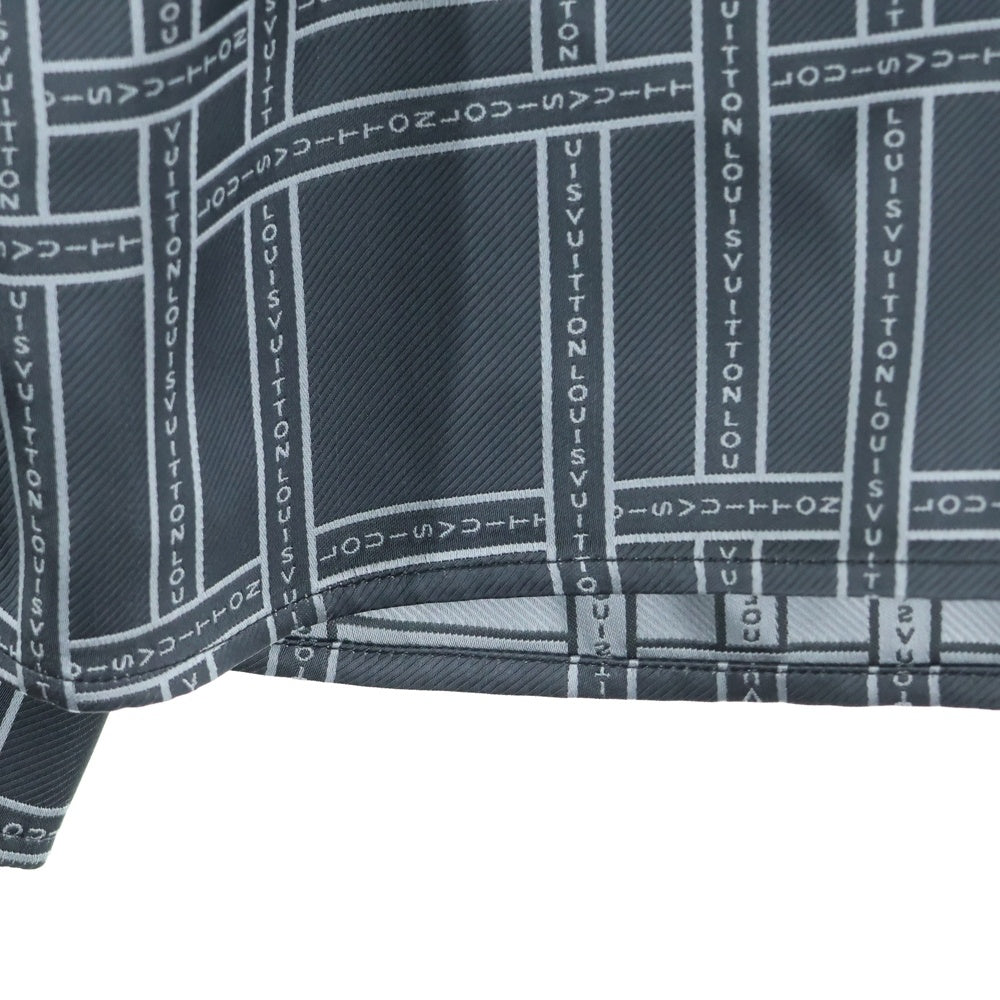LOUIS VUITTON(ルイヴィトン) 24SS ロゴチェック総柄ジャガード シルク混 ビスコース アセテート 長袖シャツ グレー RM241F 213 HQFS1W