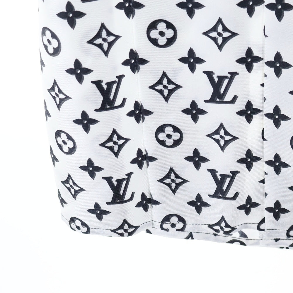 LOUIS VUITTON(ルイヴィトン) 23AW モノグラム 総柄プリント シルク ジップアップ プリーツ ロング スカート ホワイト レディース RW232W ADD FPSX35