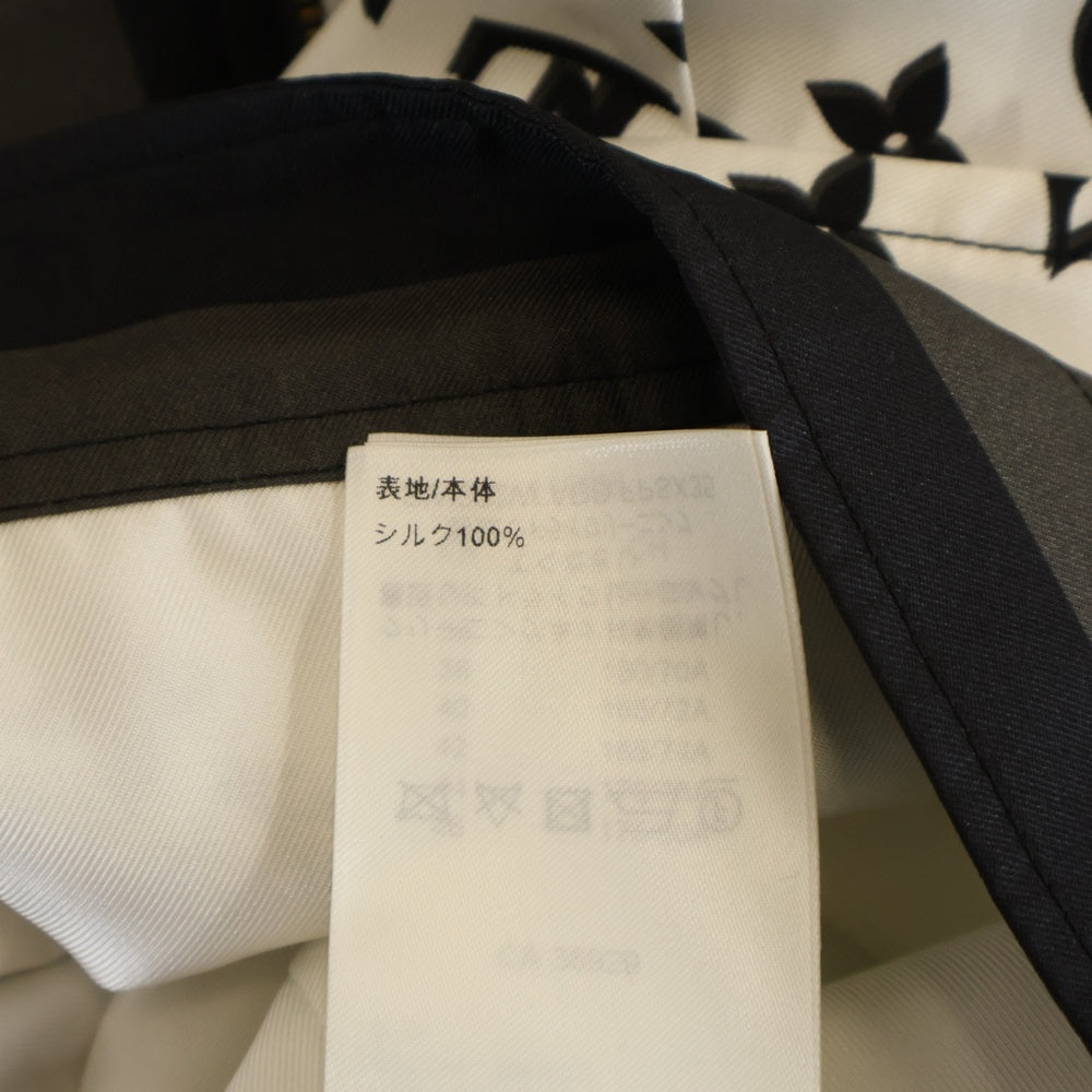 LOUIS VUITTON(ルイヴィトン) 23AW モノグラム 総柄プリント シルク ジップアップ プリーツ ロング スカート ホワイト レディース RW232W ADD FPSX35