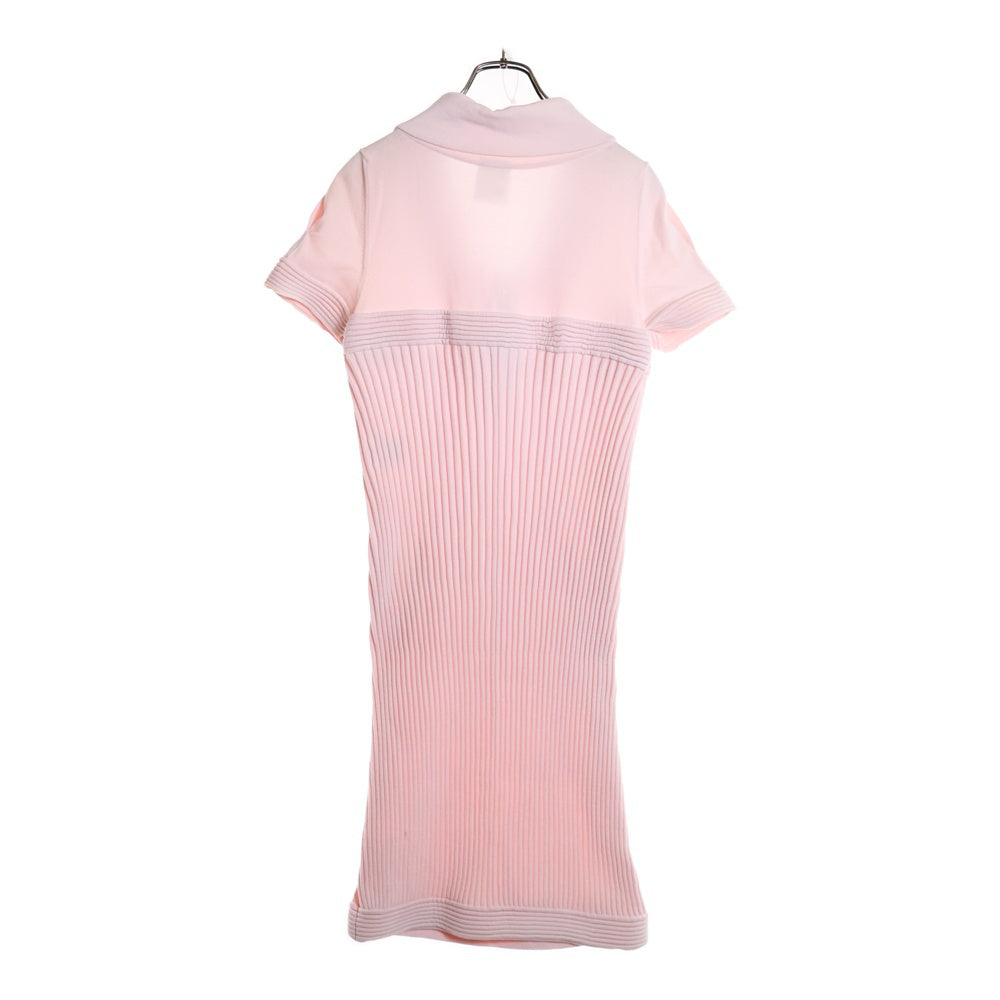 CHANEL(シャネル) 09P スプリングコレクション ココマーク ラインストーンボタン コットンニット 半袖 ミディアムワンピース ドレス ピンク レディース P35662K02101