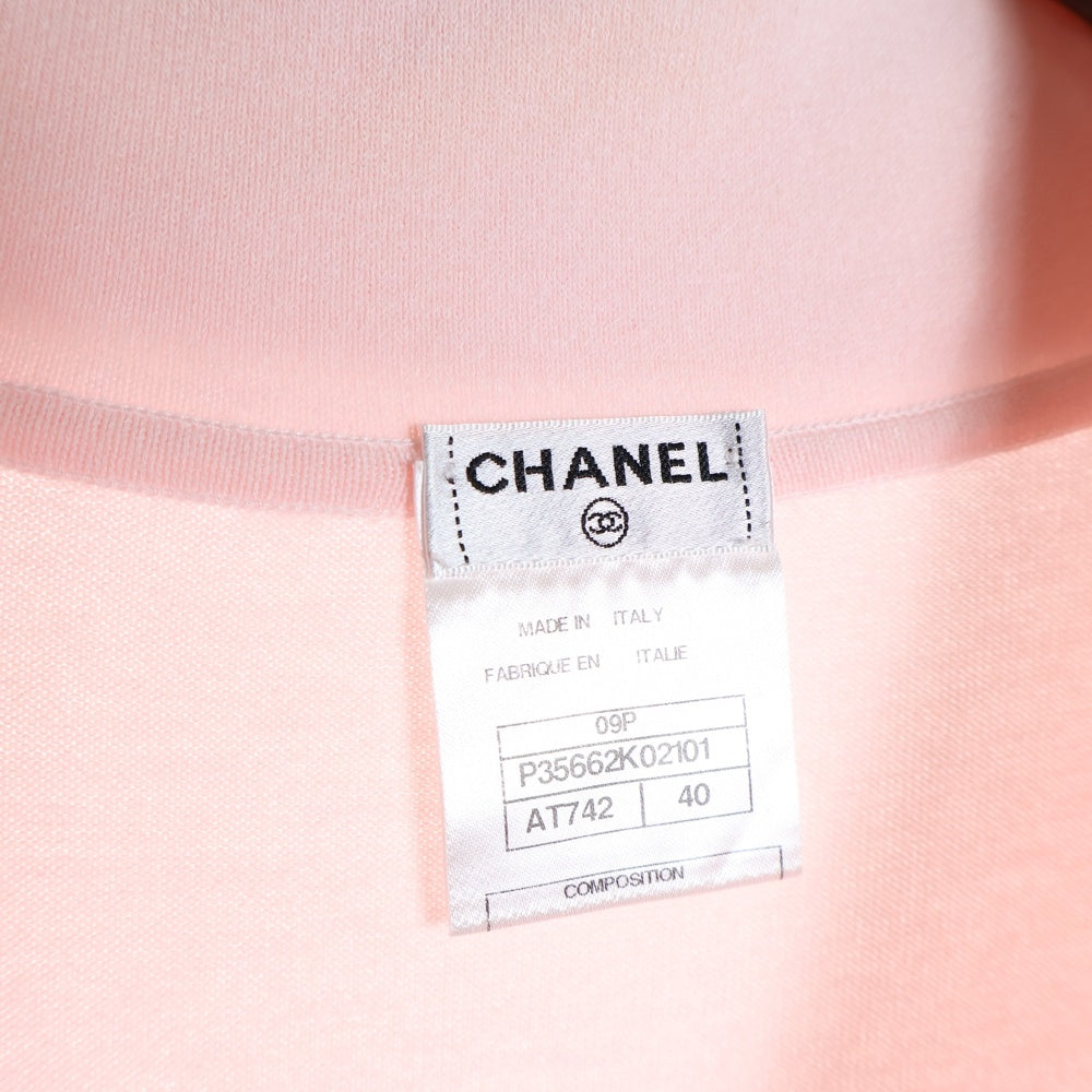 CHANEL(シャネル) 09P スプリングコレクション ココマーク ラインストーンボタン コットンニット 半袖 ミディアムワンピース ドレス ピンク レディース P35662K02101