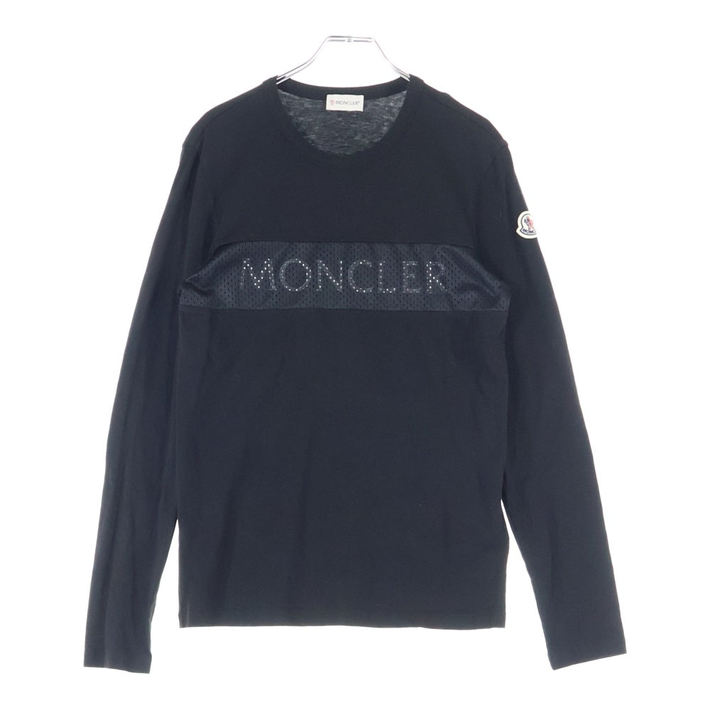 【人気】XL モンクレール メッシュロゴ ワッペン ロンT 長袖 カットソー 黒 人気】XL モンクレール メッシュロゴ ワッペン ロンT 長袖 カットソー