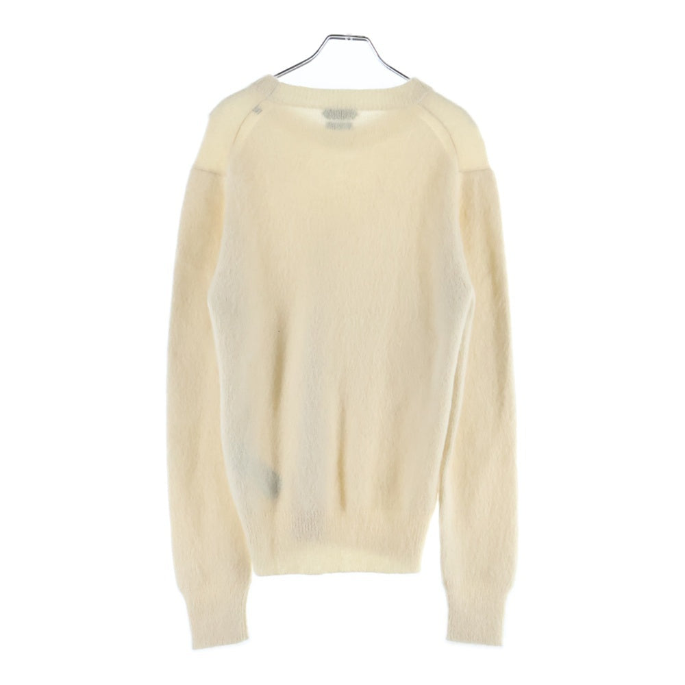 TOM FORD(トムフォード) モヘア シルク混 ウール シャギー クルーネック プルオーバー 長袖ニット セーター ホワイト