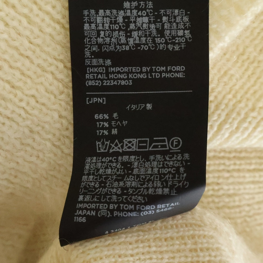 TOM FORD(トムフォード) モヘア シルク混 ウール シャギー クルーネック プルオーバー 長袖ニット セーター ホワイト