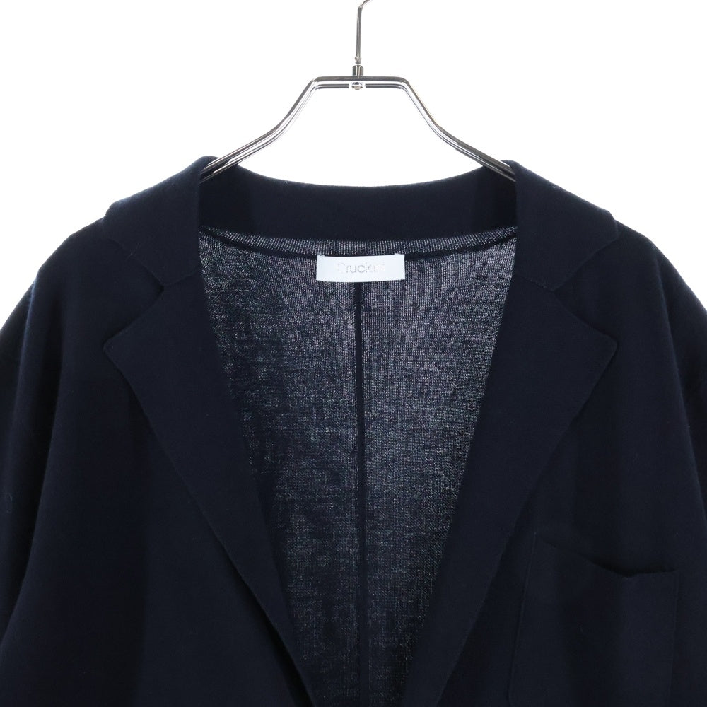 Cruciani(クルチアーニ) シルク混 カシミヤ ニット シェルボタン 2B テーラードジャケット ネイビー CU19.020