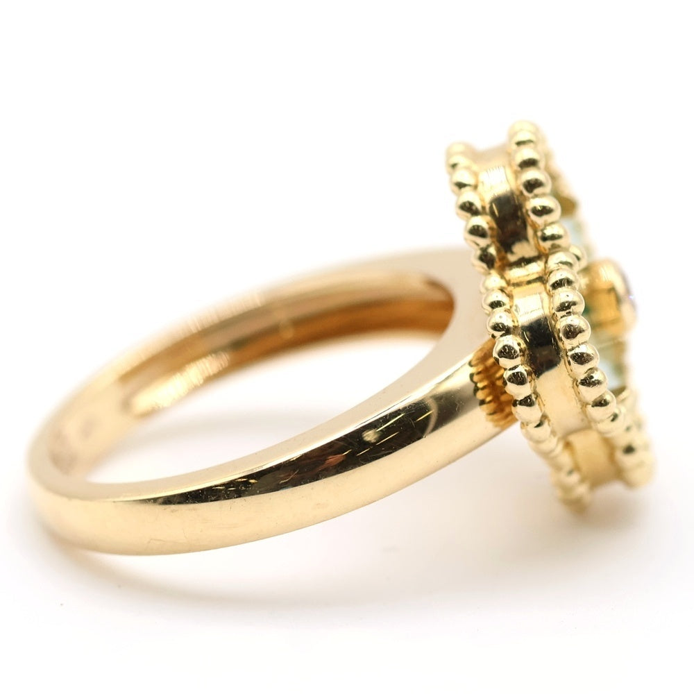 Van Cleef & Arpels(ヴァンクリーフアンドアーペル) ヴィンテージアルハンブラ マラカイト 1Pダイヤ リング Au750YG #51 VCARO39M51 ジュエリー レディース
