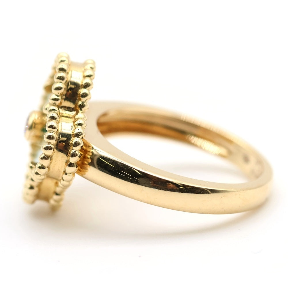 Van Cleef & Arpels(ヴァンクリーフアンドアーペル) ヴィンテージアルハンブラ マラカイト 1Pダイヤ リング Au750YG #51 VCARO39M51 ジュエリー レディース