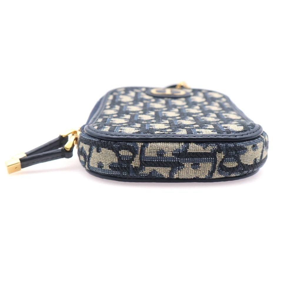 Christian Dior(クリスチャンディオール) フォンホルダー オブリーク ショルダーバッグ チェーンバッグ ミニバッグ ネイビー S2114UTZQ_M928 ゴールド金具 レディース