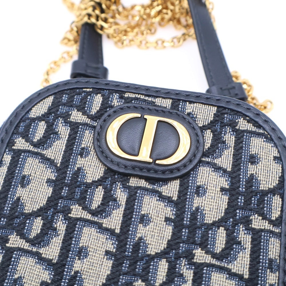 Christian Dior(クリスチャンディオール) フォンホルダー オブリーク ショルダーバッグ チェーンバッグ ミニバッグ ネイビー S2114UTZQ_M928 ゴールド金具 レディース