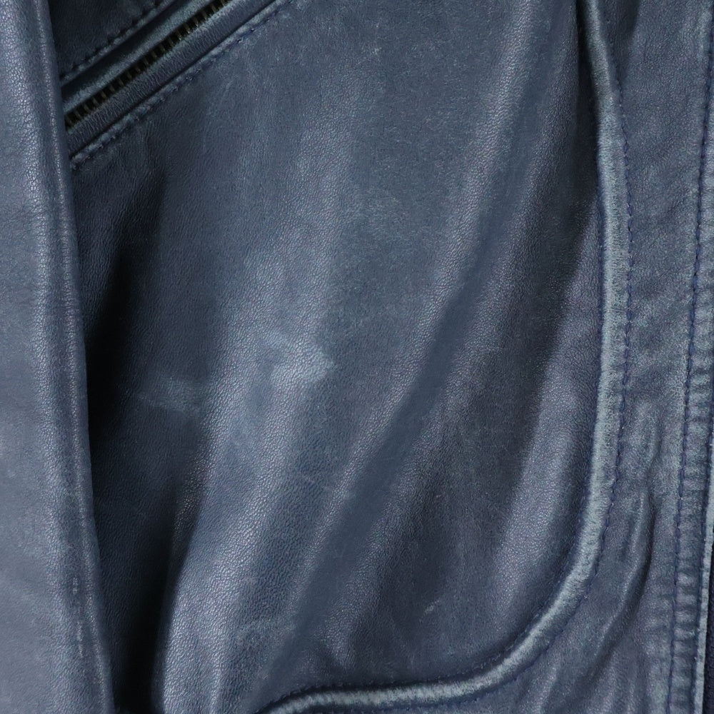 Thee Hysteric XXX(ジィヒステリックトリプルエックス) 裏地総柄プリント ローリングストーンズ ジップアップ シングルライダース ジャケット ネイビー 0604LB01